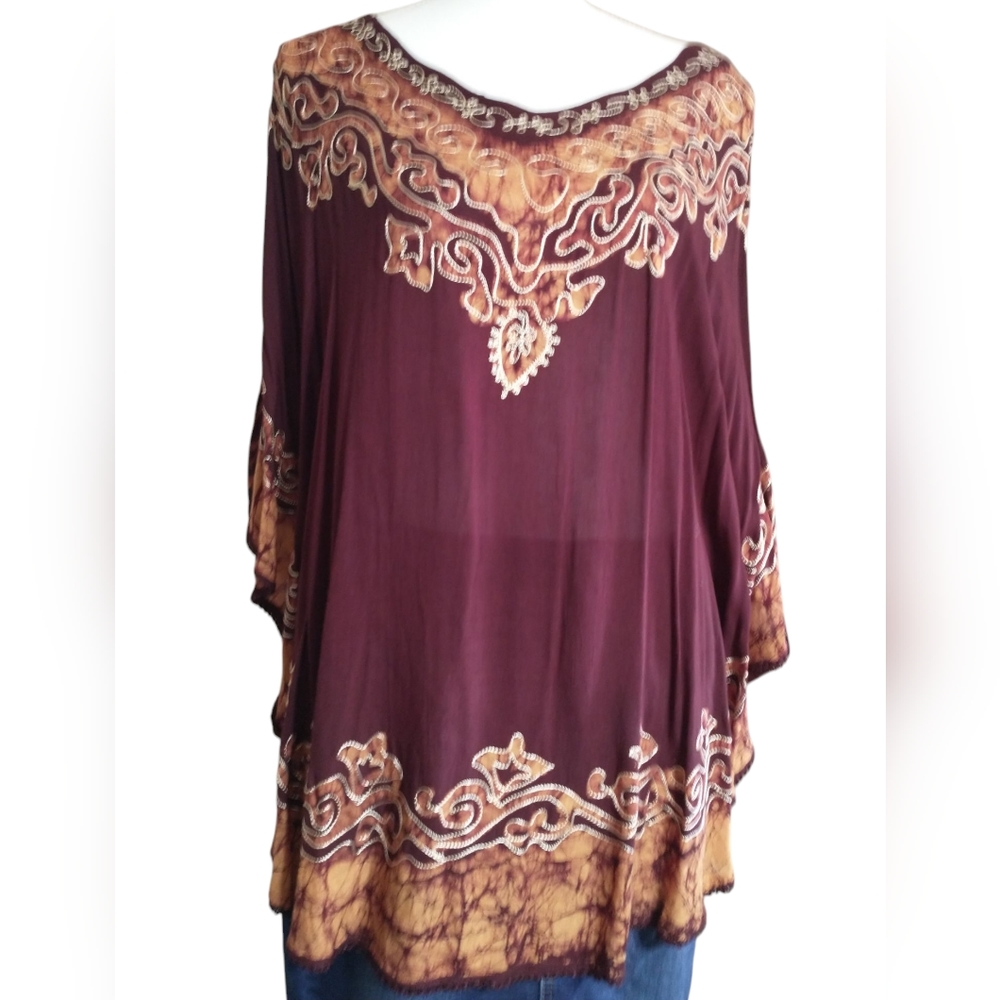 Maroon and Gold Indie Inspired Decorative Blouse